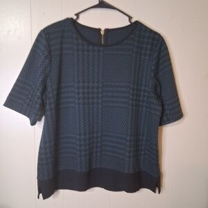 Chic Teal Houndstooth Women's Blouse